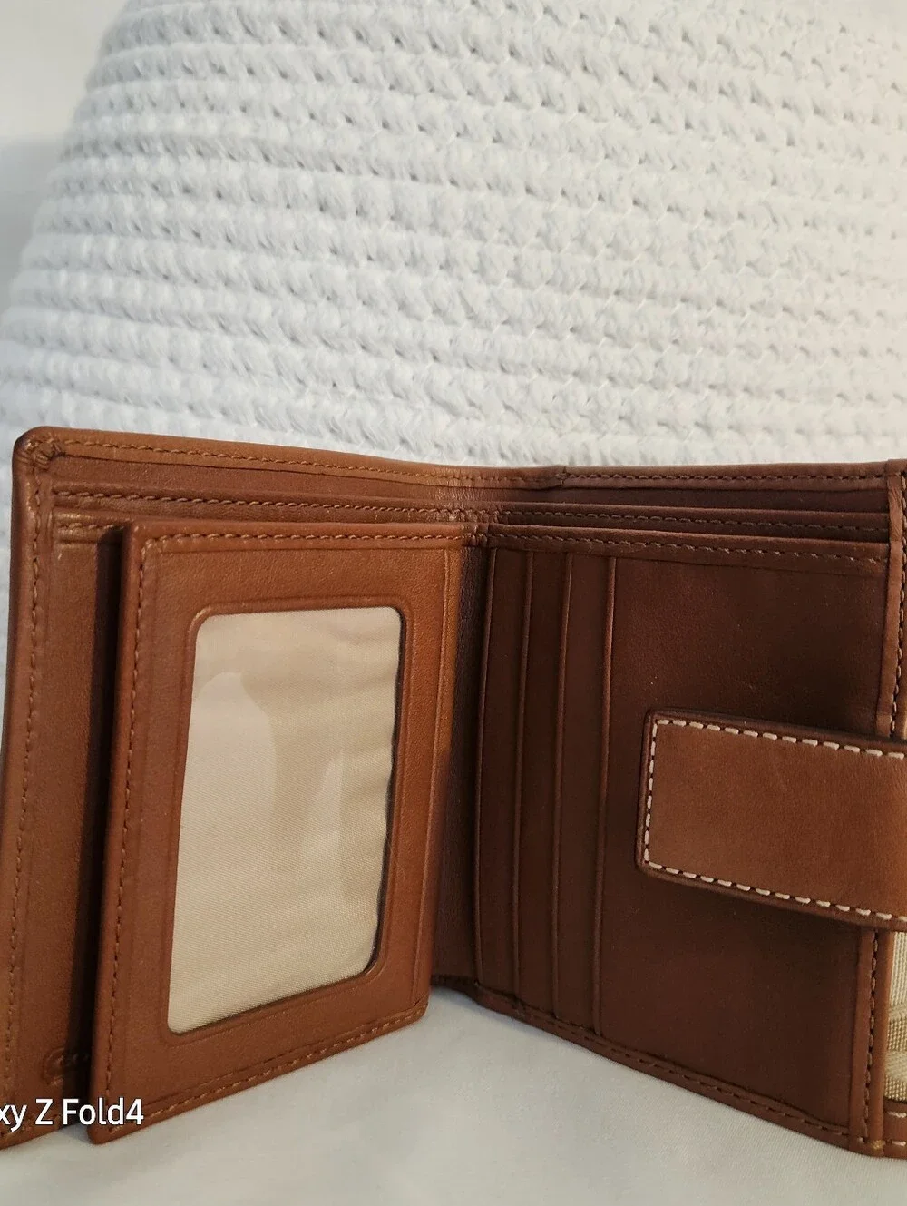 Coach Tan and Brown Signature Fold Wallet